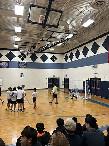 Little child playing during halftime