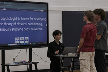 In this station you are playing a trivia game that has questions about psychology.