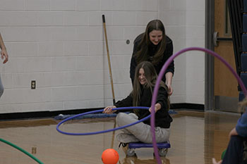 Sophomore's Finnly Miller and Phoenix Seidel are having a lot of fun at the Steminar.