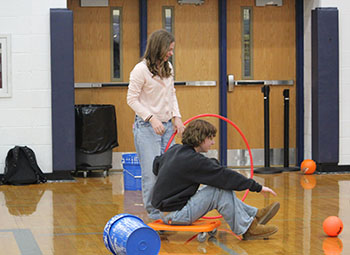 Students having fun during STEMINAR game stations at HHS.
