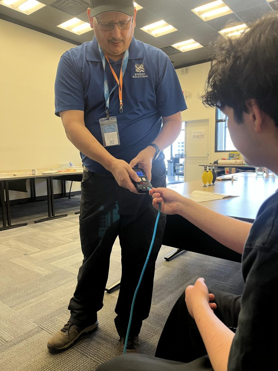Students testing products demonstrated by teacher
