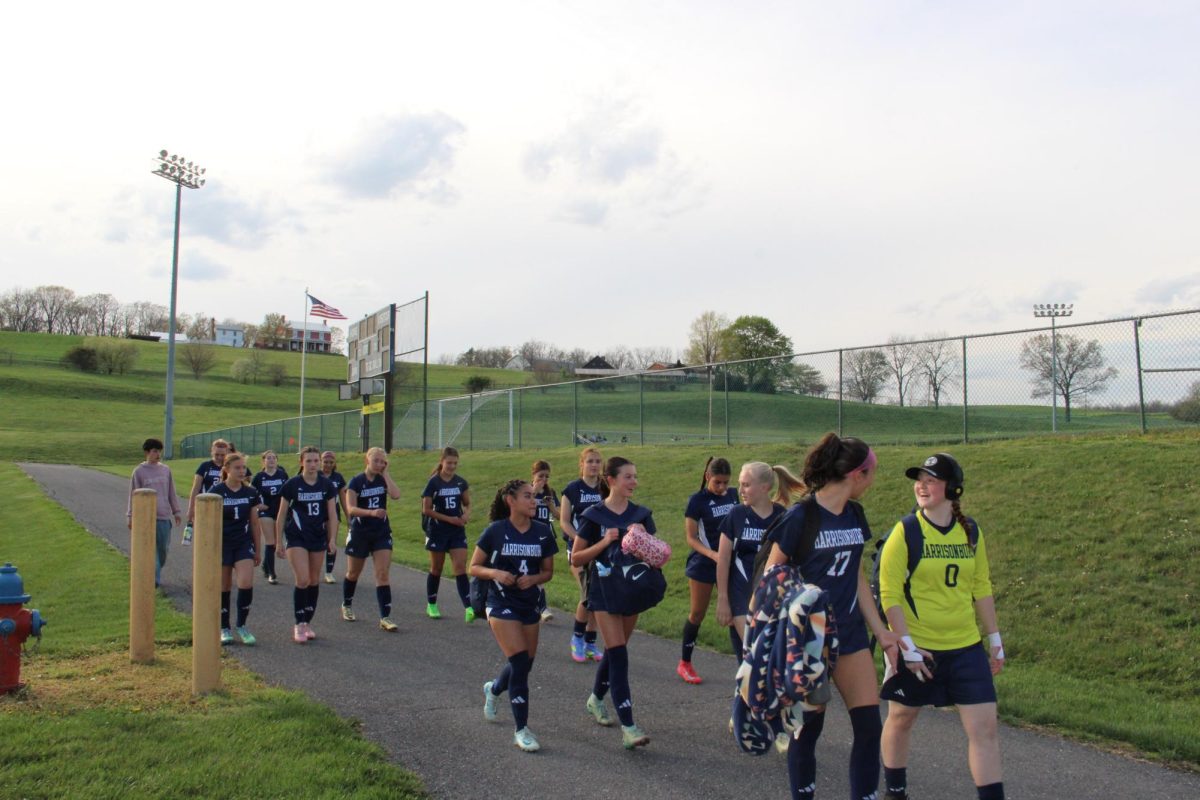 Varsity girls going to warmup before the game.