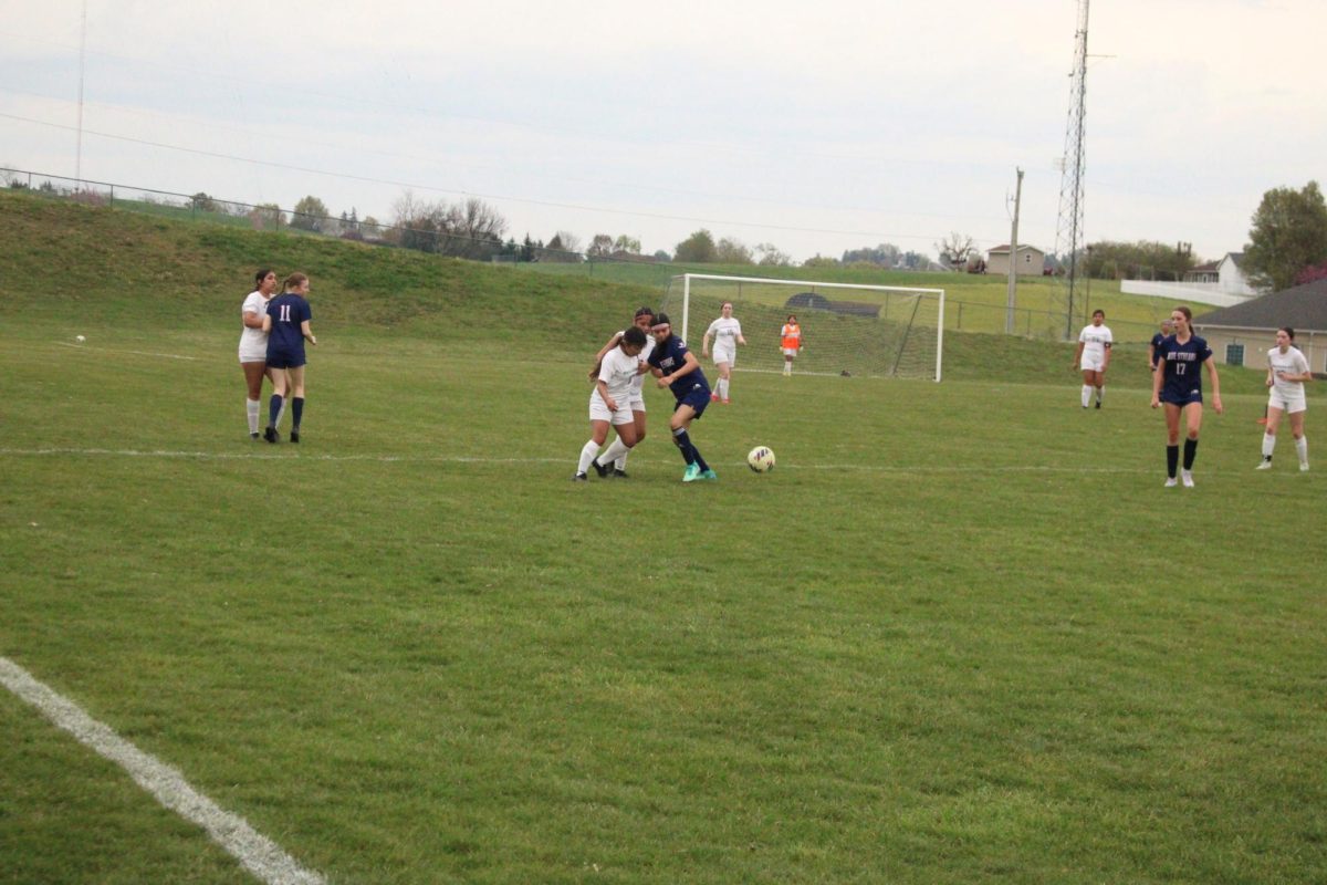 Streaks going for the ball.