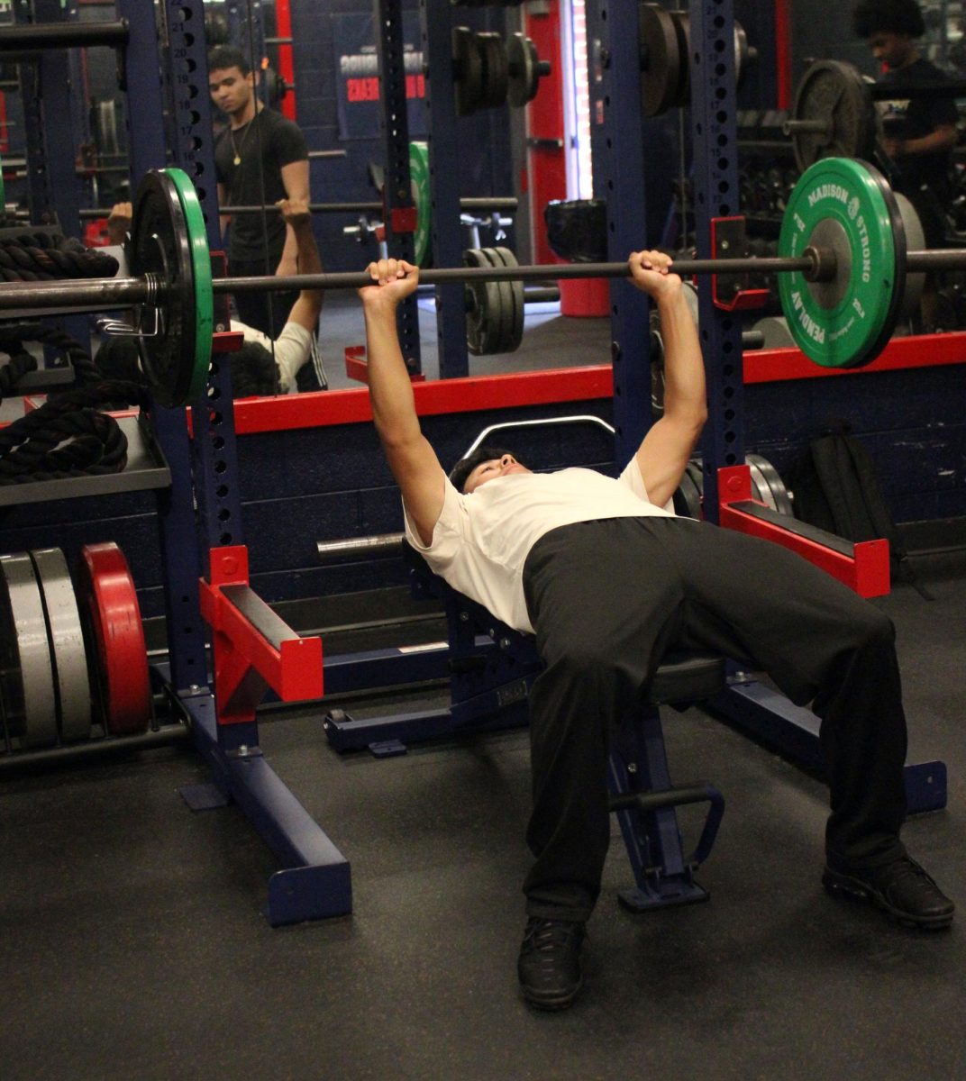 Isa Hernandez is shown working on his arm muscles. He always works hard and is confident in what he does.