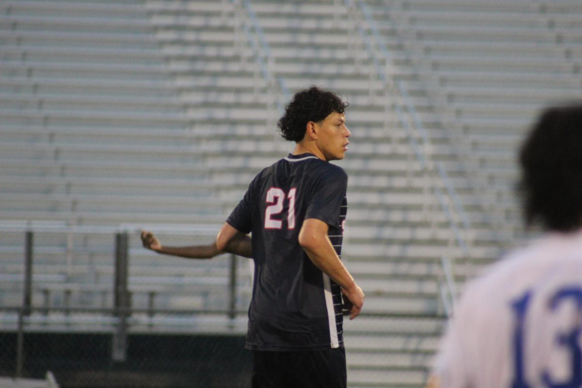 Senior Juan Chirinos is concentrated during the game.