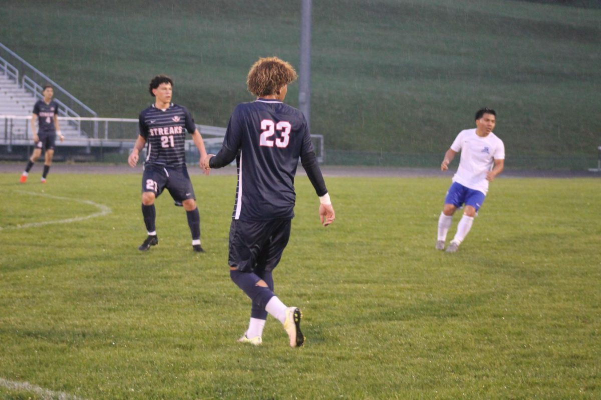 Junior Kaiden Velasquez is seen playing in the game against Spotswood. 