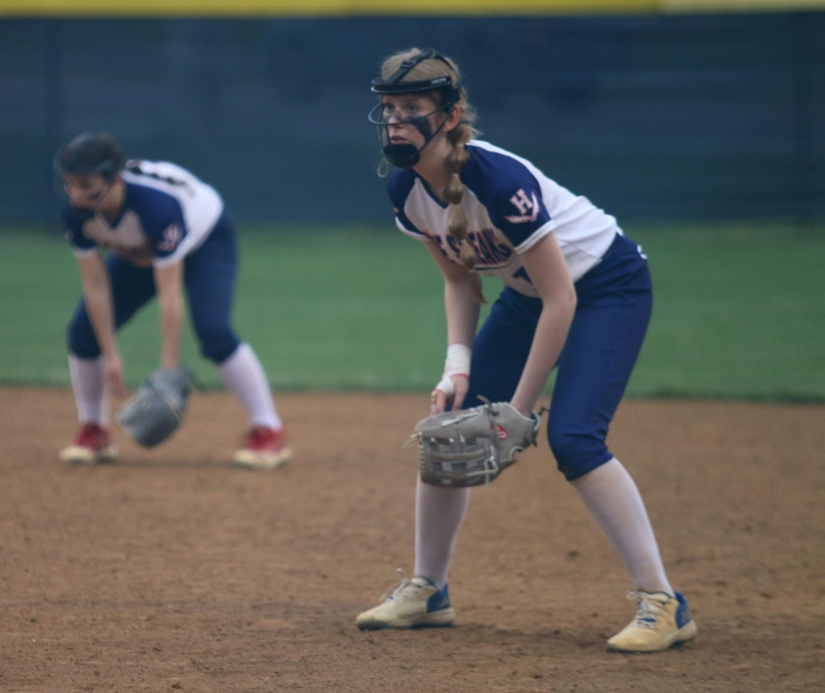Freshman Isabella Jones watches the pitch
