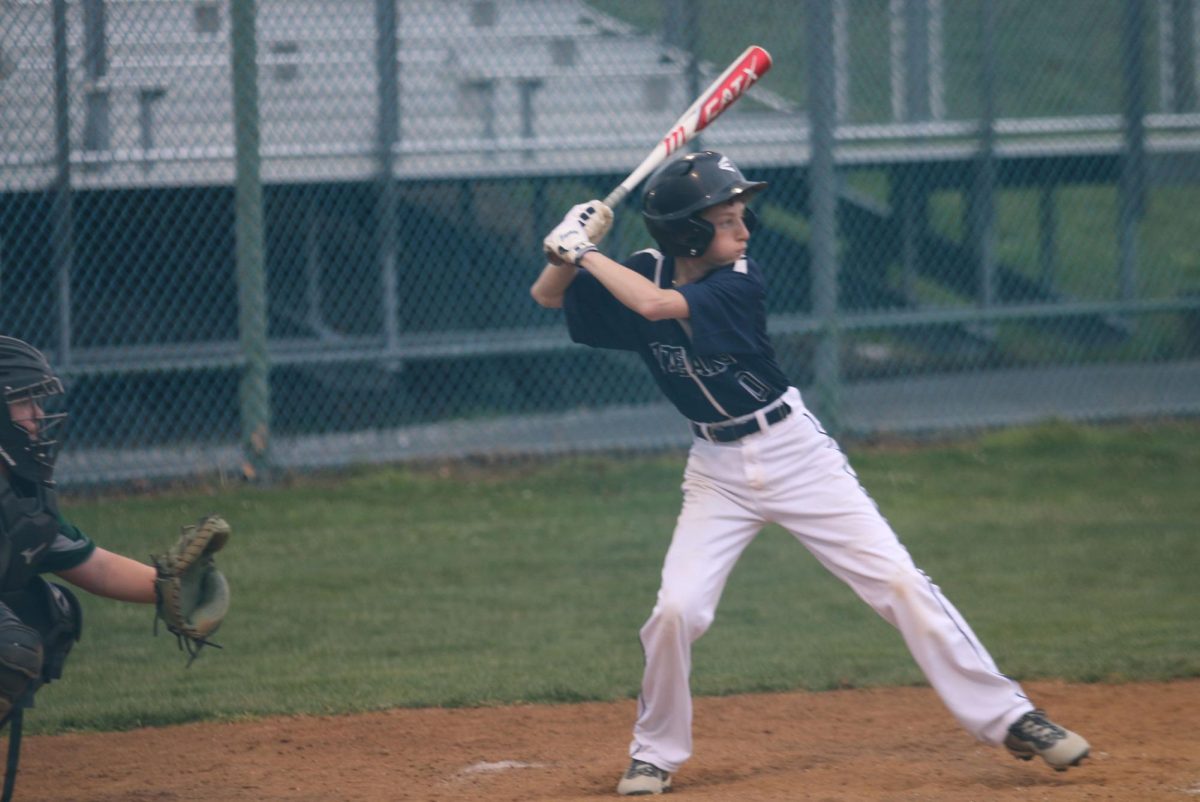 Eighth grader Rylan Smith gets ready to hit the ball.