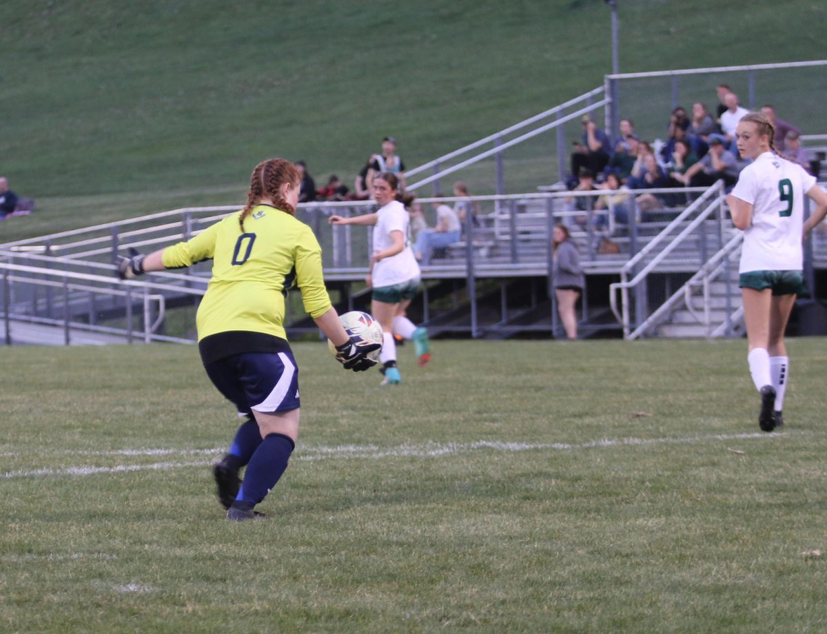 Sophomore Ava Colley gets ready to kick the ball