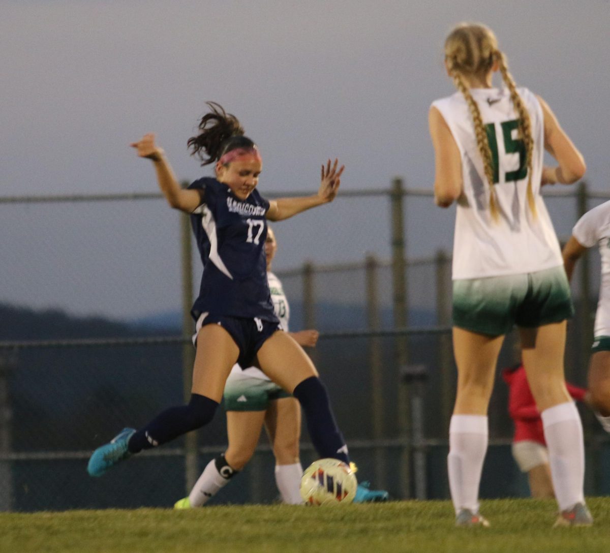 Freshman Danica Doberstein takes a big kick