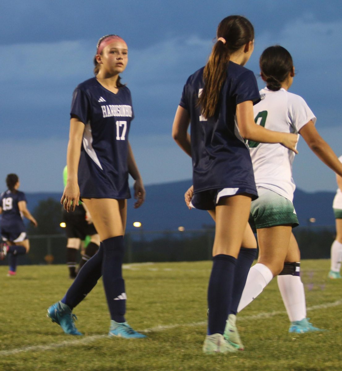 Freshman Danica Doberstein talks to her teammate, freshman Rylan Walters
