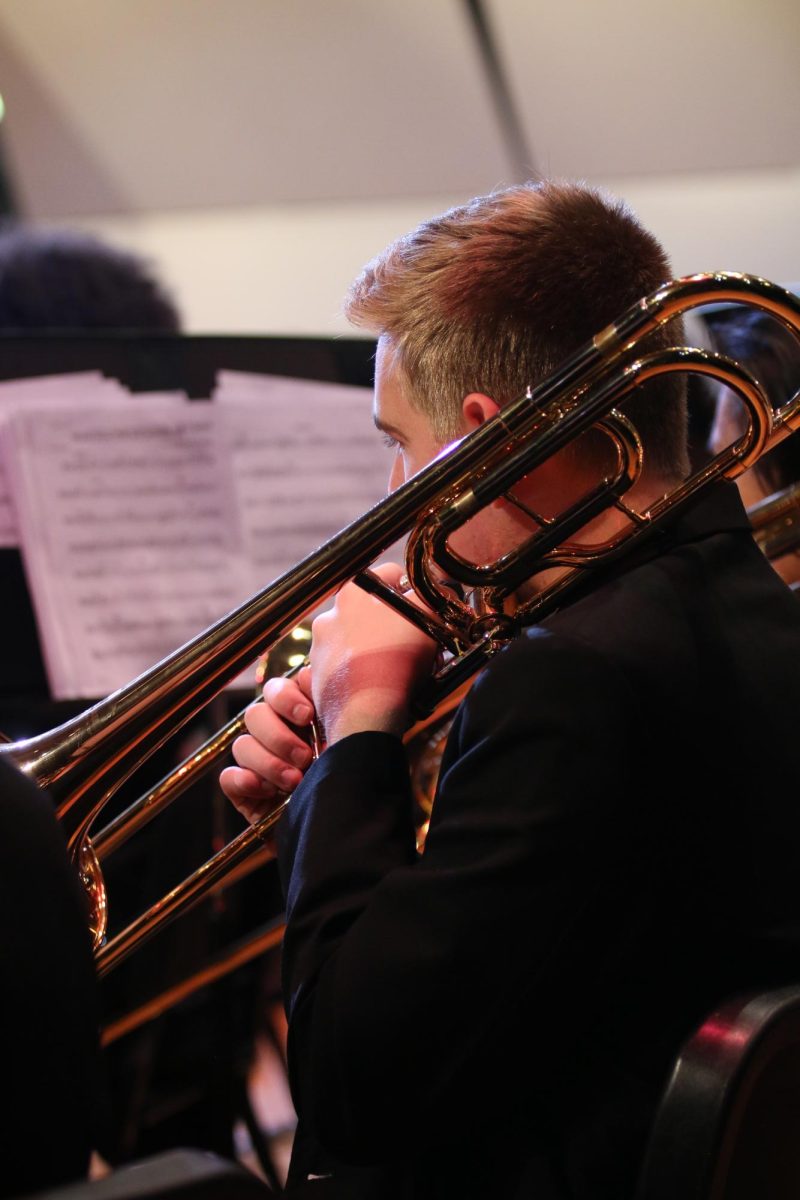 Ethan Noll playing a instrument for the tiny tots concert. "It's a really fun thing I enjoy doing".