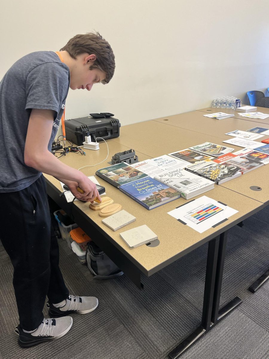 Students testing products demonstrated by teacher