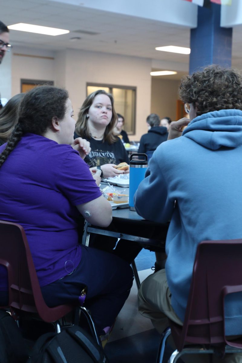 Students eating lunch.