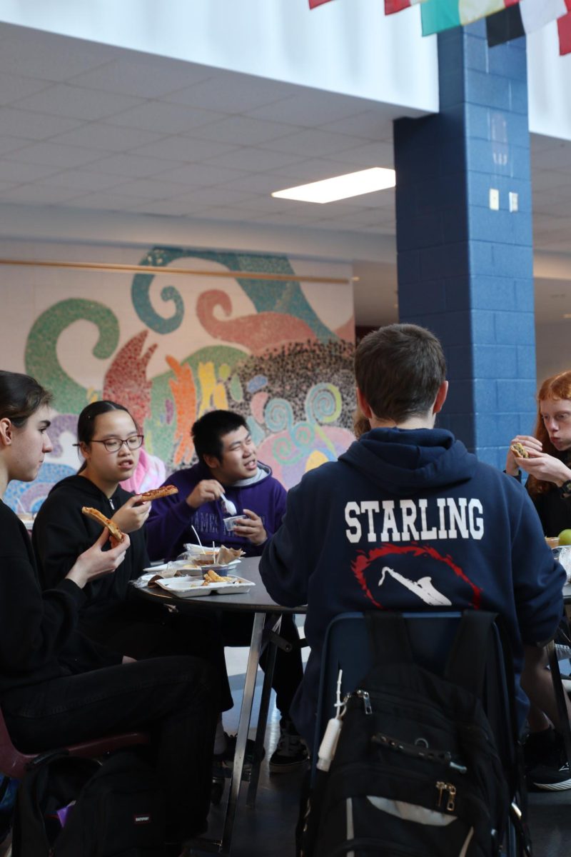 Students eating lunch.