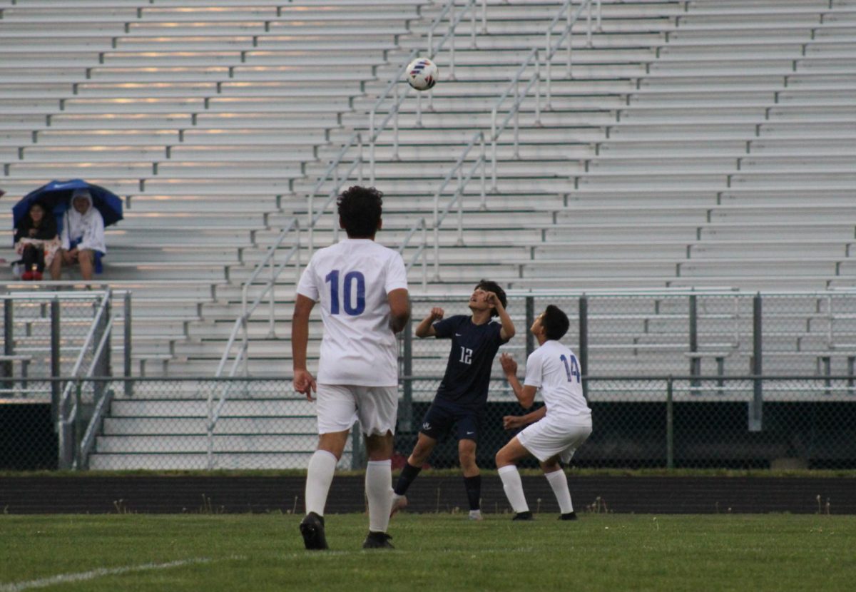 Sophomore Jefferson Castro gets ready to go in for a head bump.