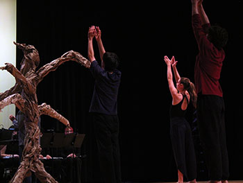 Dance students follow the beat of the music. "It was very very difficult to come up with 45 minutes of music," says Senior Donovan Eanes.