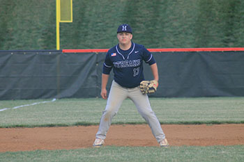 Senior Gram Vass is looking out for any balls that come his way.
