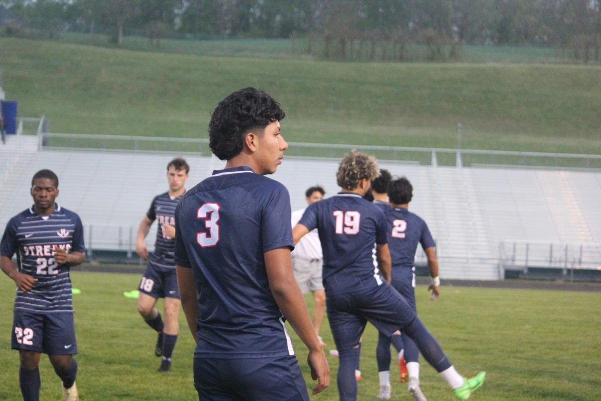 Players warming up before the game.