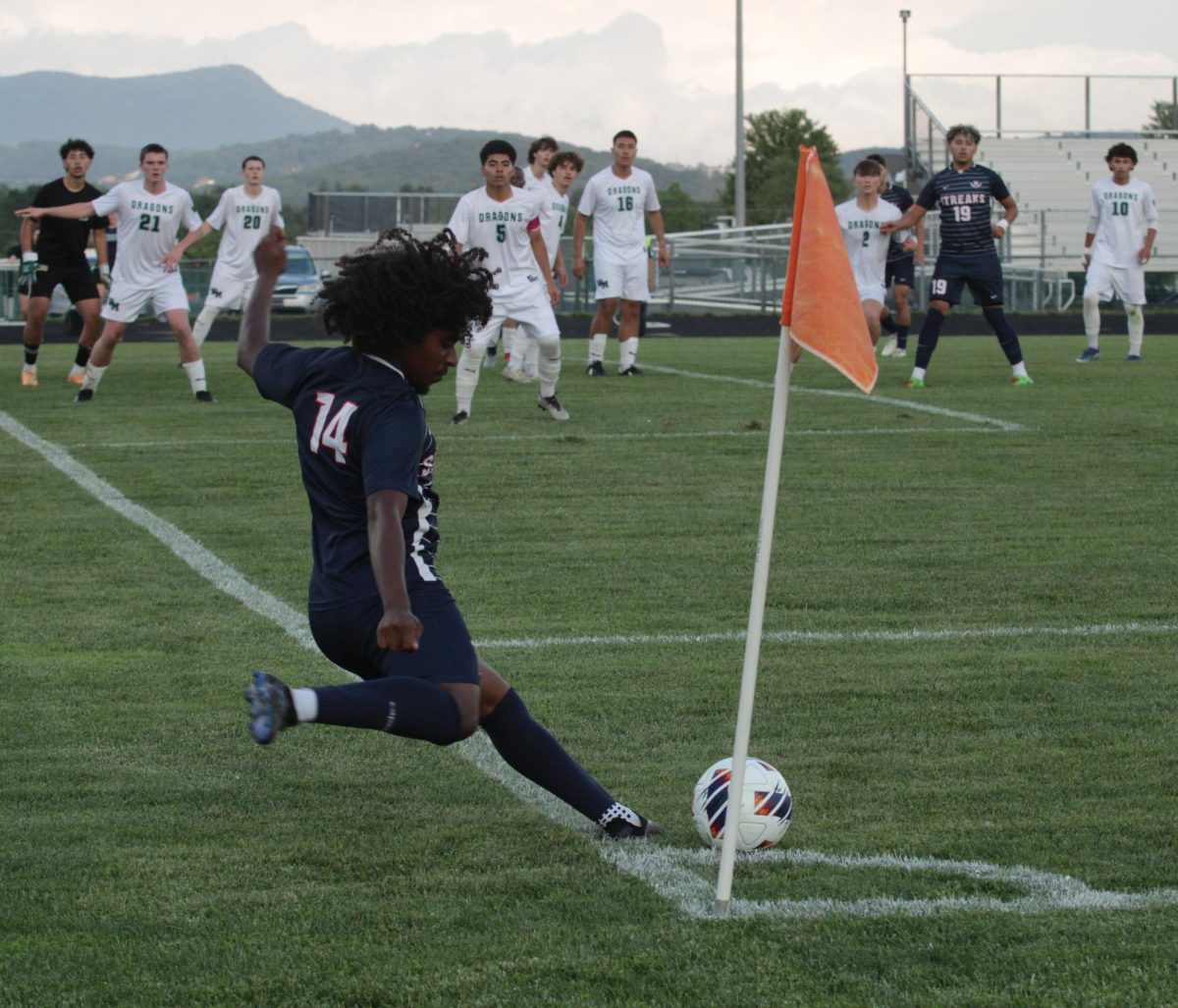 Senior Temesgen Habtemichael about to kick the ball 