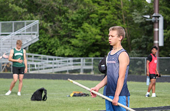 Freshman Philo Wettig watching his competitor.