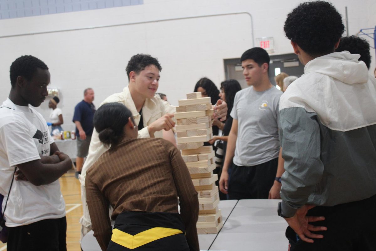 seniors playing jenga