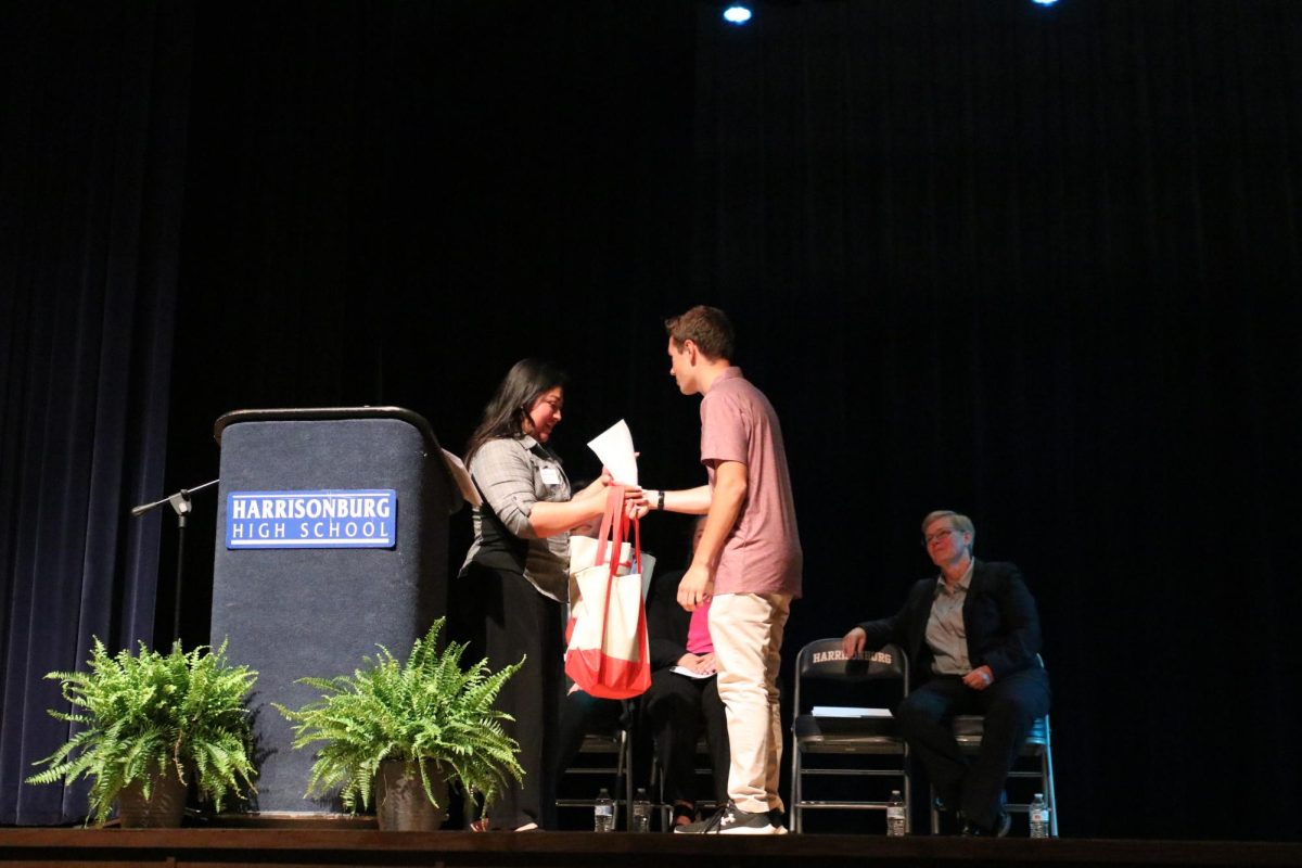 Senior Joshua Nafziger receiving a McDonalds scholarship.
