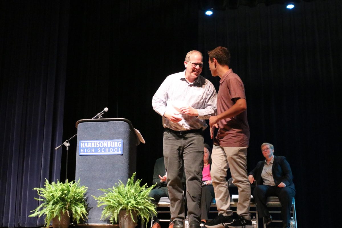 Senior Joshua Nafziger recieving a scholarship.