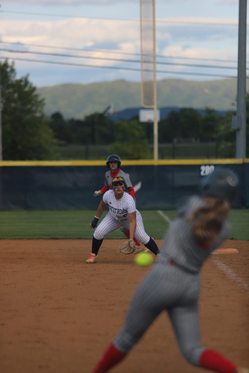 Kayli Alvarado ready for the other team to hit the softball at first base. "I really can't believe this is my senior year".