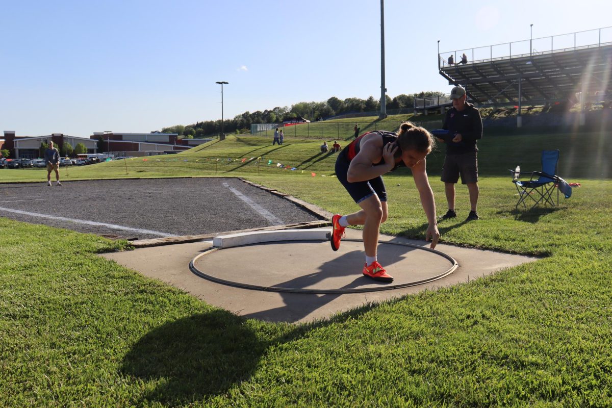 Jerone Crawford setting for his throw.