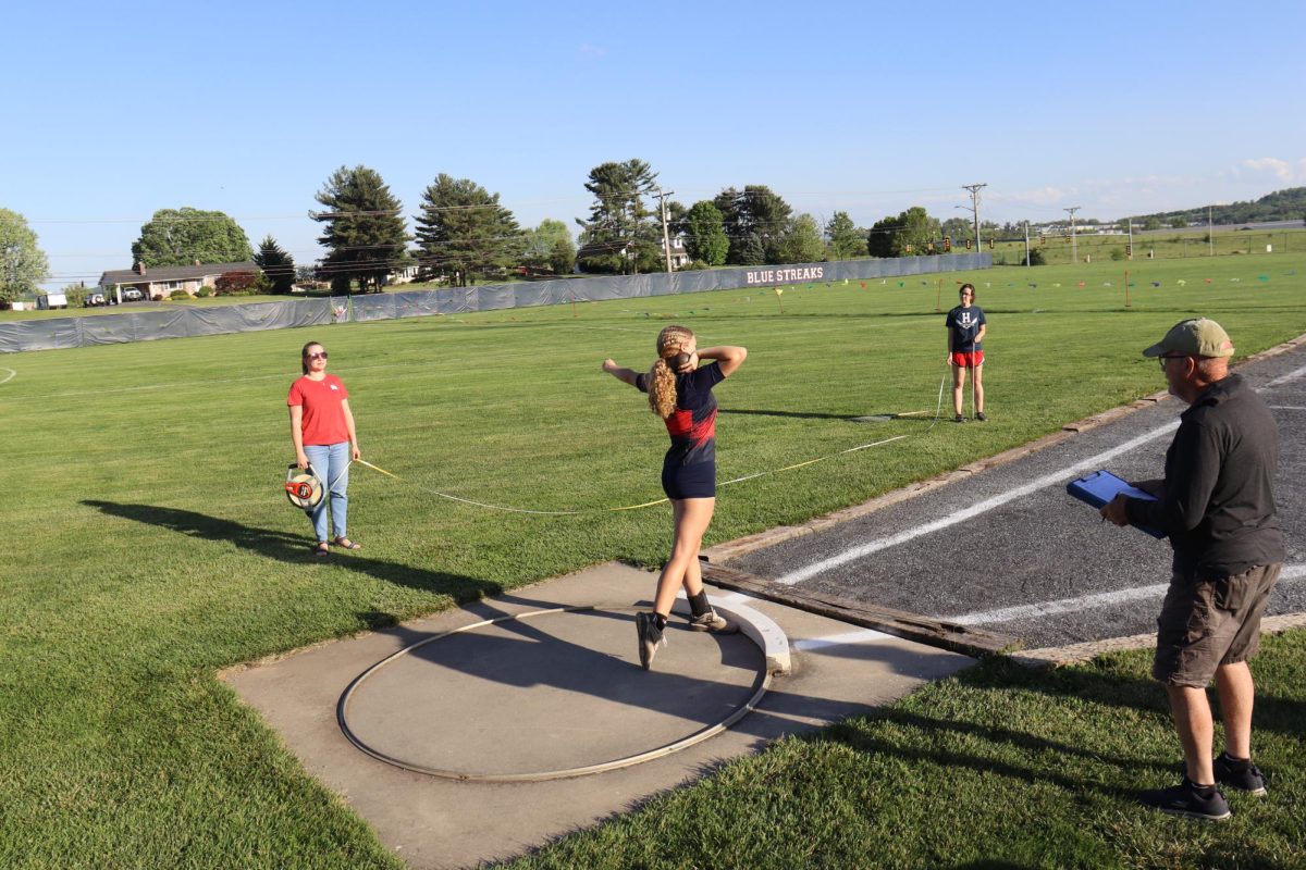 Leah Crawford setting her position to throw.