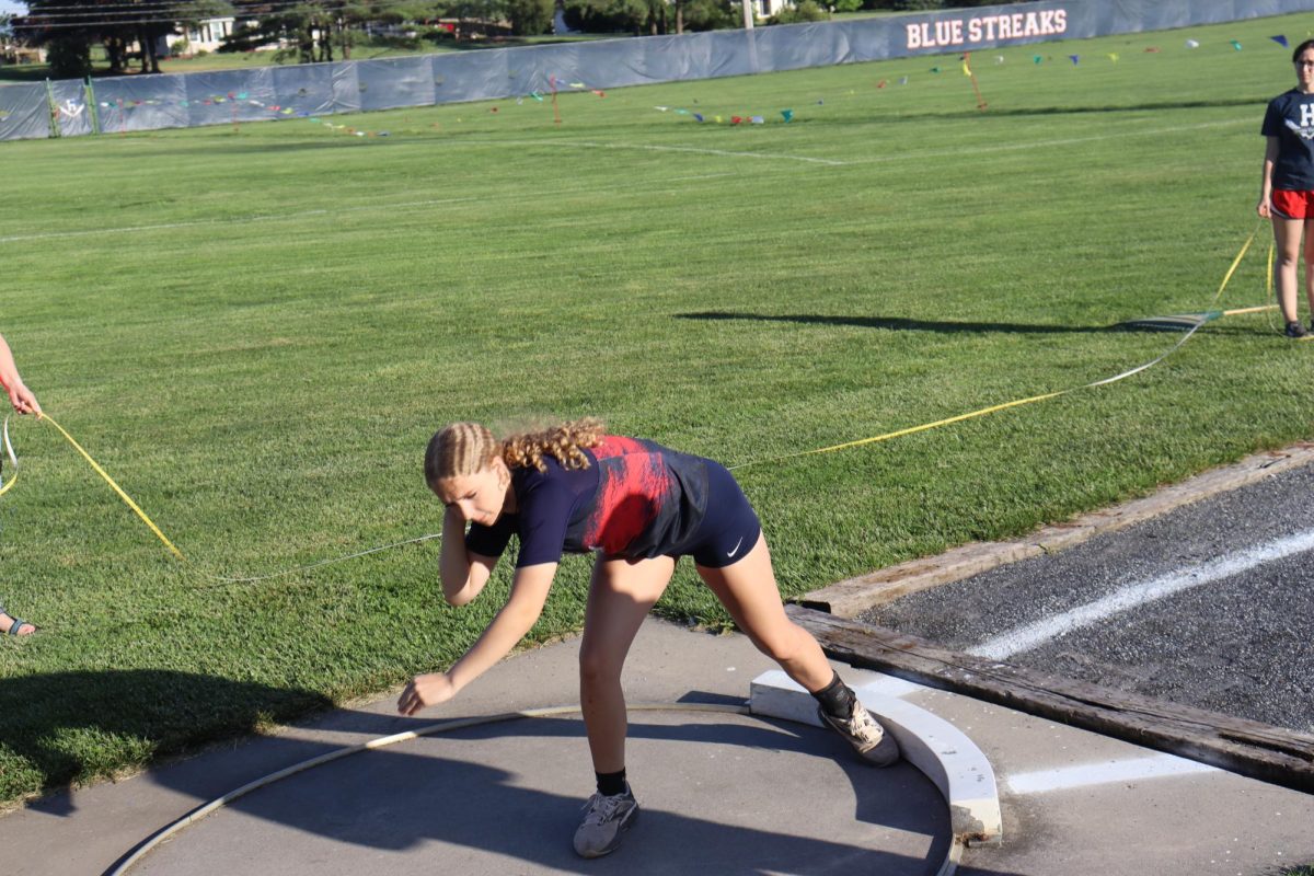 Leah setting herself into position for her throw.