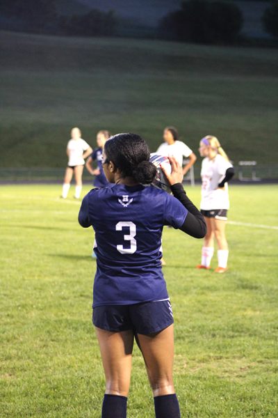 Junior Linda Hamilton gets ready to throw the ball.