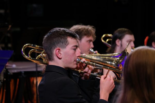 Freshman Jared Mayfield plays trombone in Concert Band.
