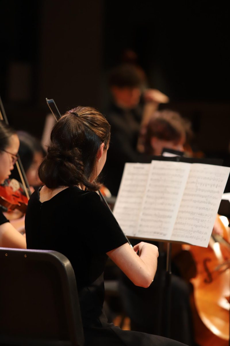 Maryam Karim playing the violin. "I love the class, my favorite part is actually performing at the concerts".