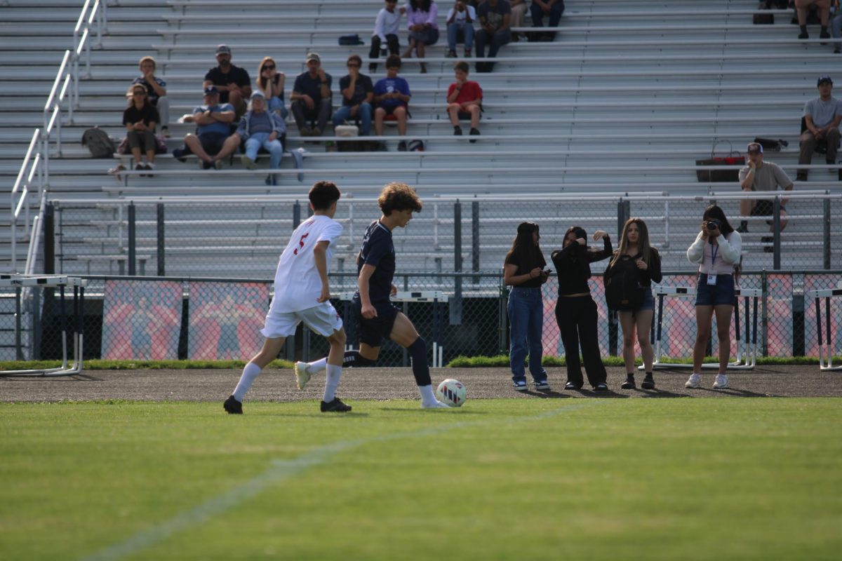 Eighth grader Leo Kurtz ready to kick the ball.