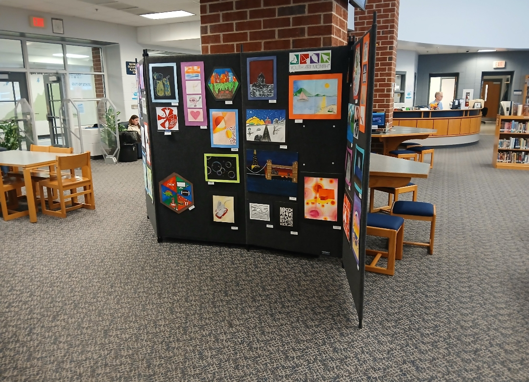 In Harrisonburg High’s Library, they hold art creations to show them off to other students as they pass by. These creations give enthusiasm to students who plan to take art in the future or are trying to get better at it. “My art piece is up there, and I hope another one of my art creations will be up there again next year.” Edin Corona Domingo says.