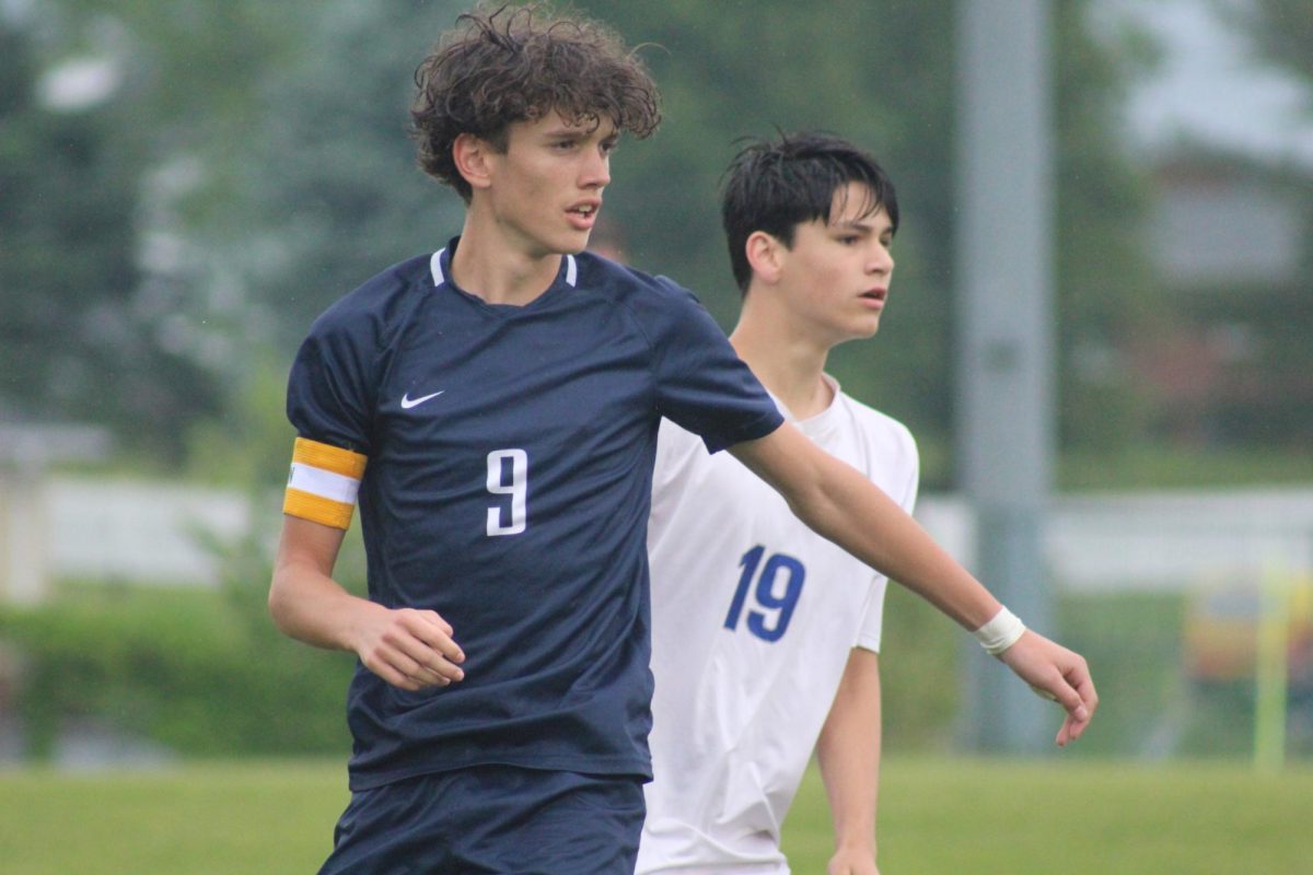 Eight grader Leo Kurtz is focused on the ball.
