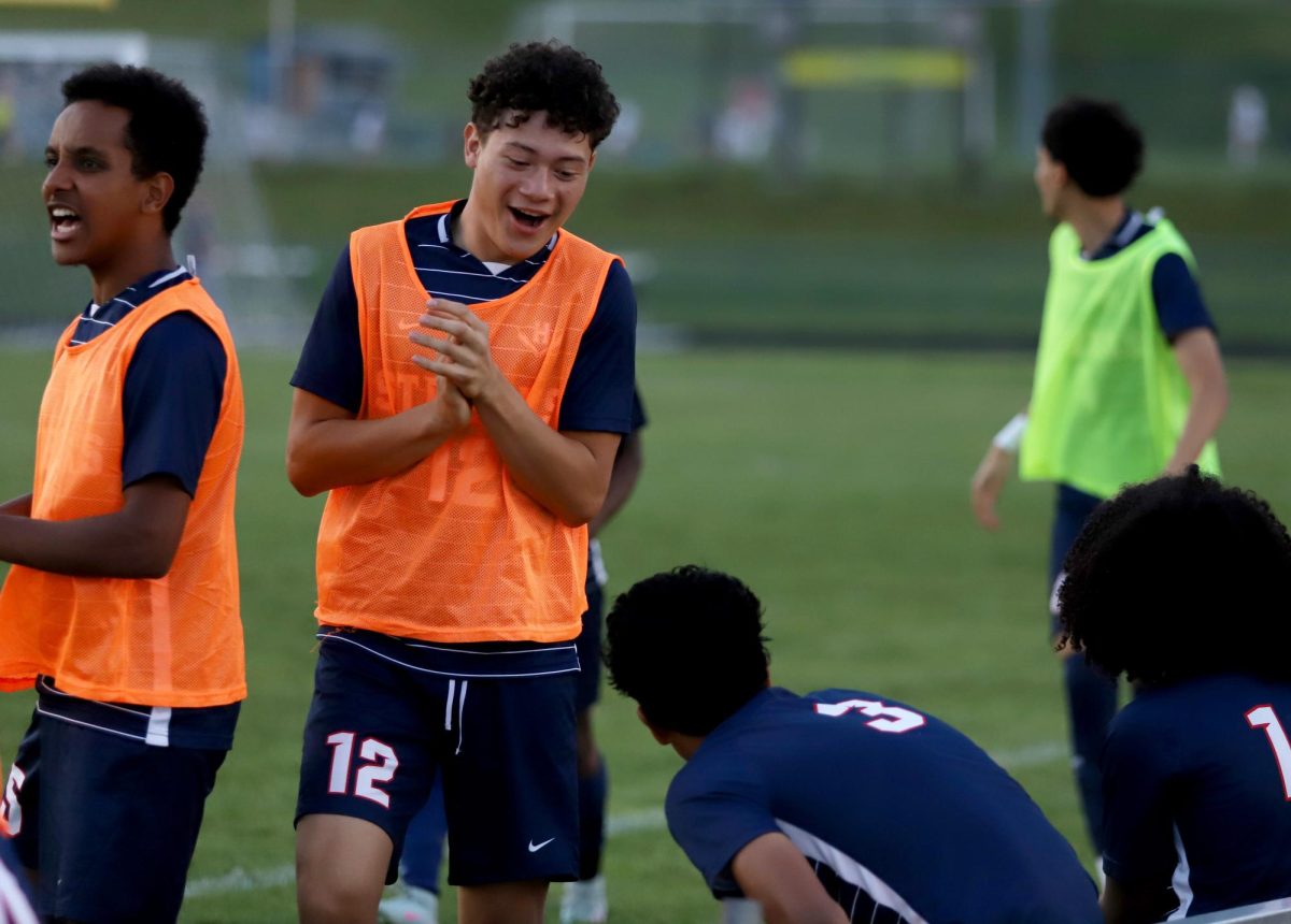 Senior Christ Galvez Hernandez cheering after one of his teammates made a goal.