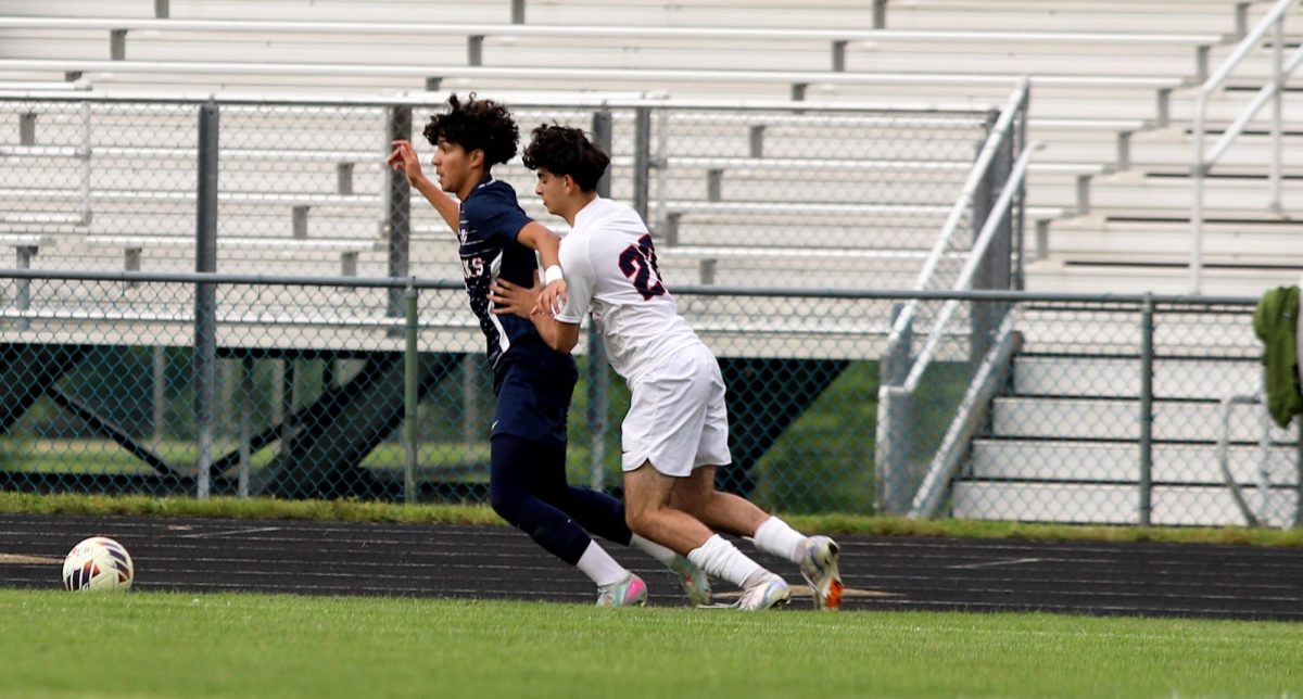 Sophomore Danny Ayala-gallegos about to kick the ball to his teammate