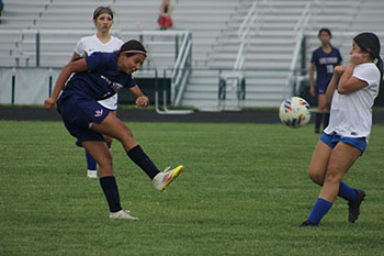 As Hernandez was trying to kick the ball, a player from Spotswood stopped the momentum.