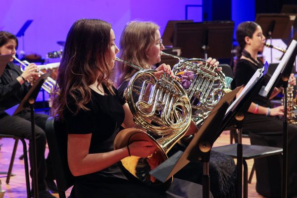 Freshman Annaliese Rhodes plays the French horn.