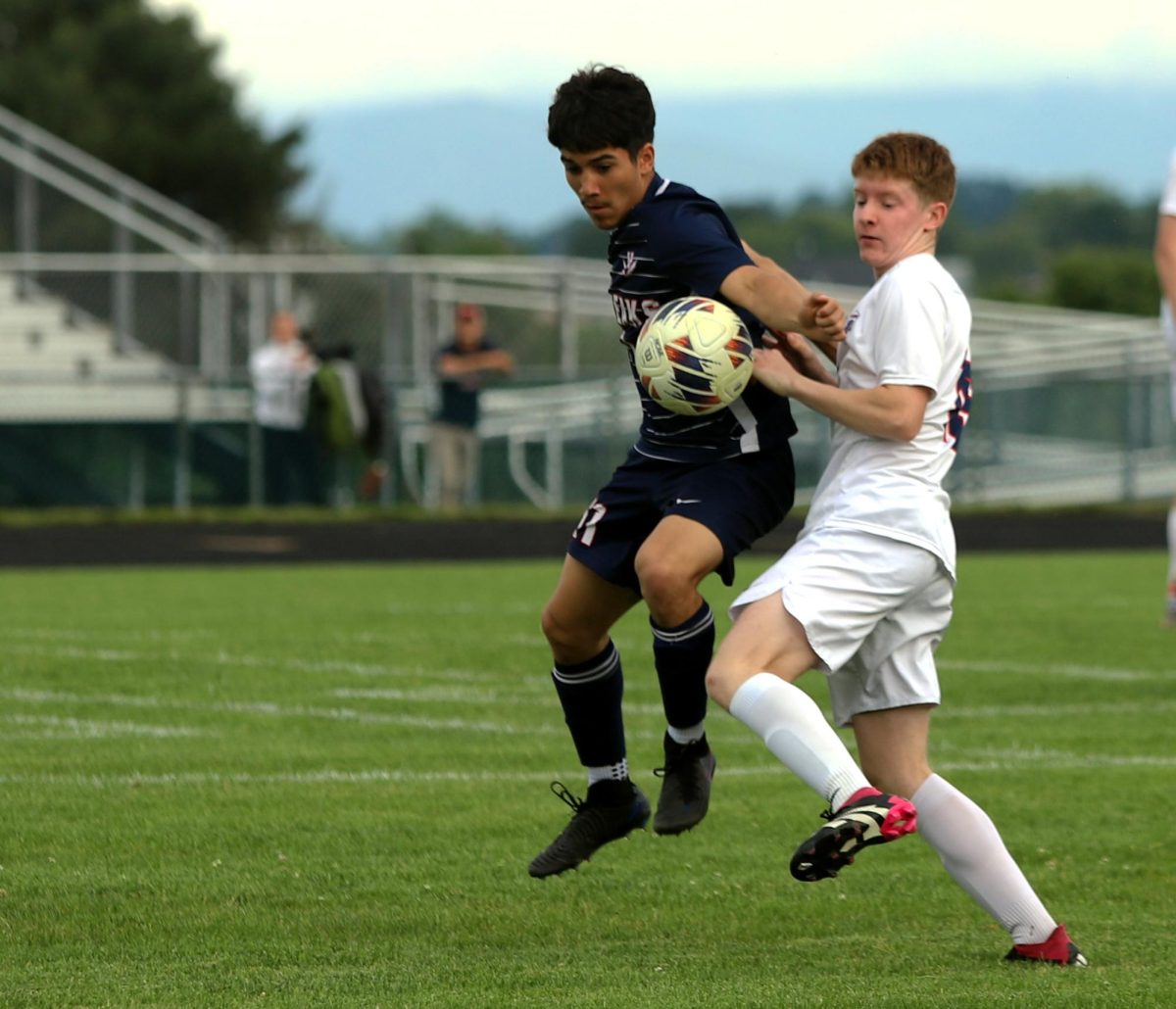 Senior Izaack Cruz trying to get the ball