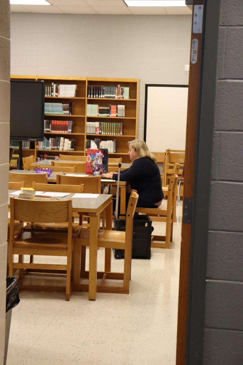 Teacher working on her laptop.. 