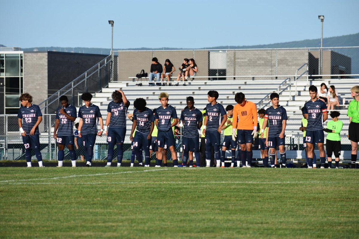 Boys lining up for the national anthem.