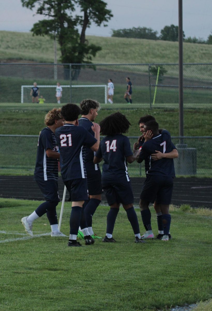 The team celebrates a goal.