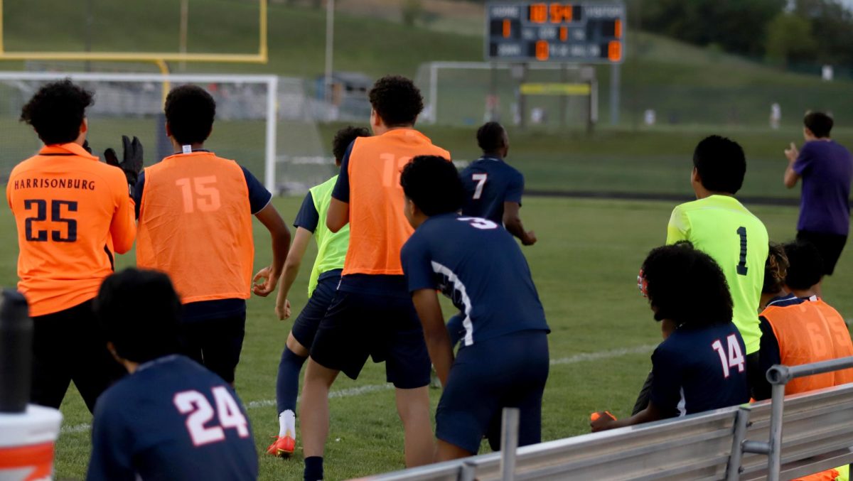The team cheering after getting a goal.