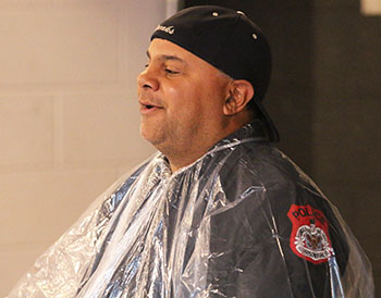 Resource Officer Terrell prepares to be pied by four different people.