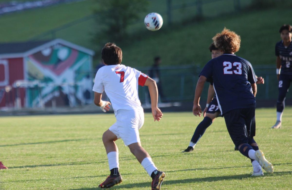 Junior Kaiden Velasquez attempting to get the ball