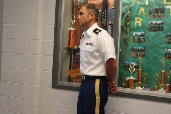 CSM Maccini watching over his students on inspection day.